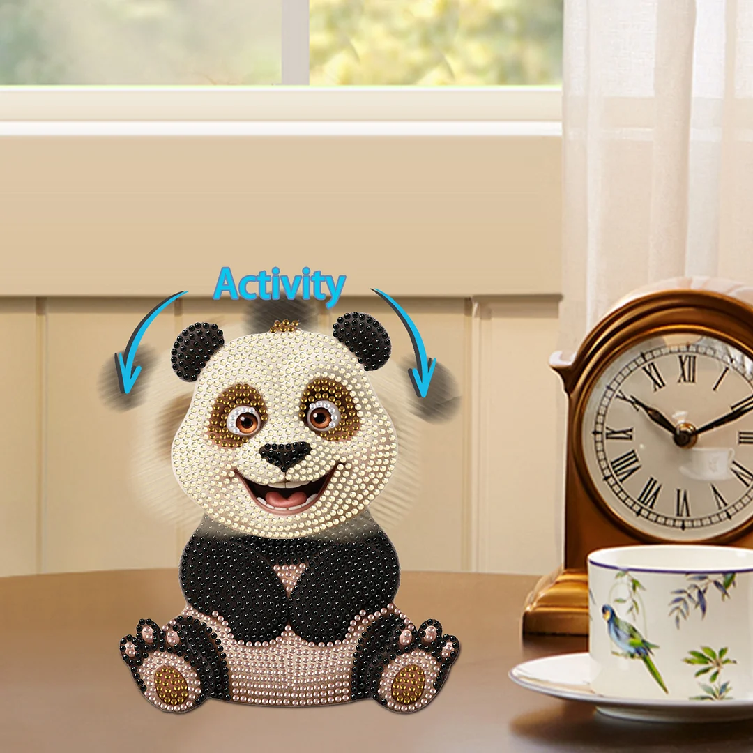 Acrylic Shaking Head Desktop Diamond Art Kits for Adults Beginner (Panda)
