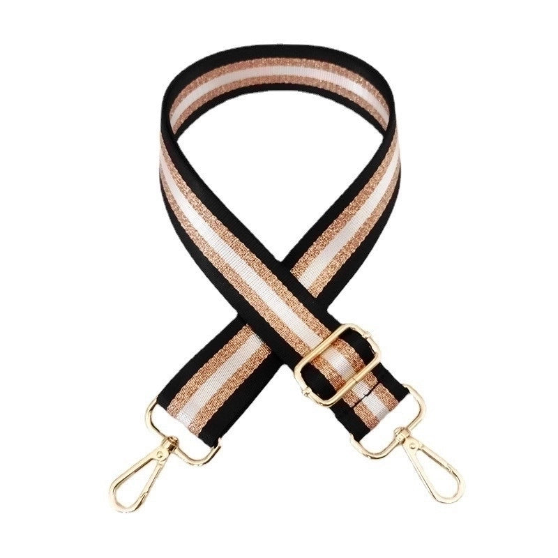 New Colorful Nylon Wide Shoulder Strap Bright Gold Thread Purse Accessories Strap Adjustable Shoulder Crossbody Replacement Long Strap