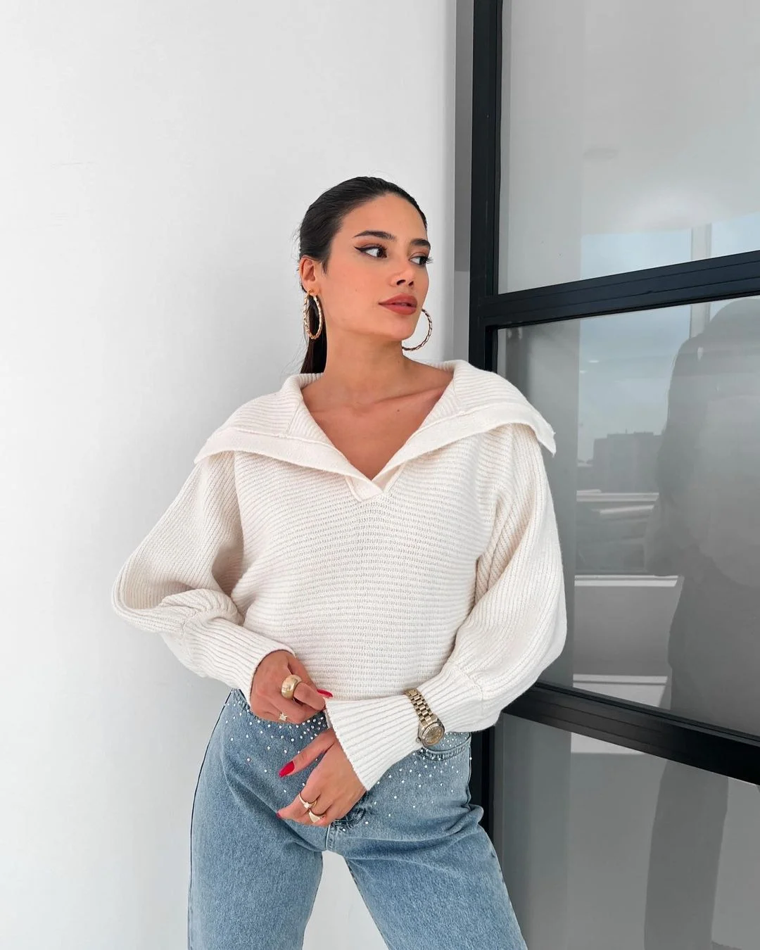 Nigikala Nigikala 2025 Explosion Lazy Loose Lantern Sleeves Lead Lady Short Sweater