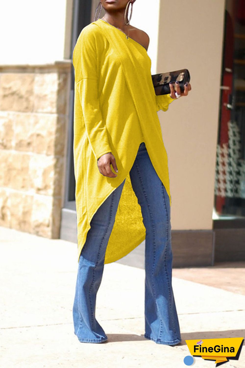 Tangerine Red Casual Solid Patchwork Asymmetrical Oblique Collar Tops