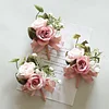 10PCS Red Pink Wedding Catering Bridal Groom Guests Corsage Boutonniere Wrist Artificial Flower Bouquets