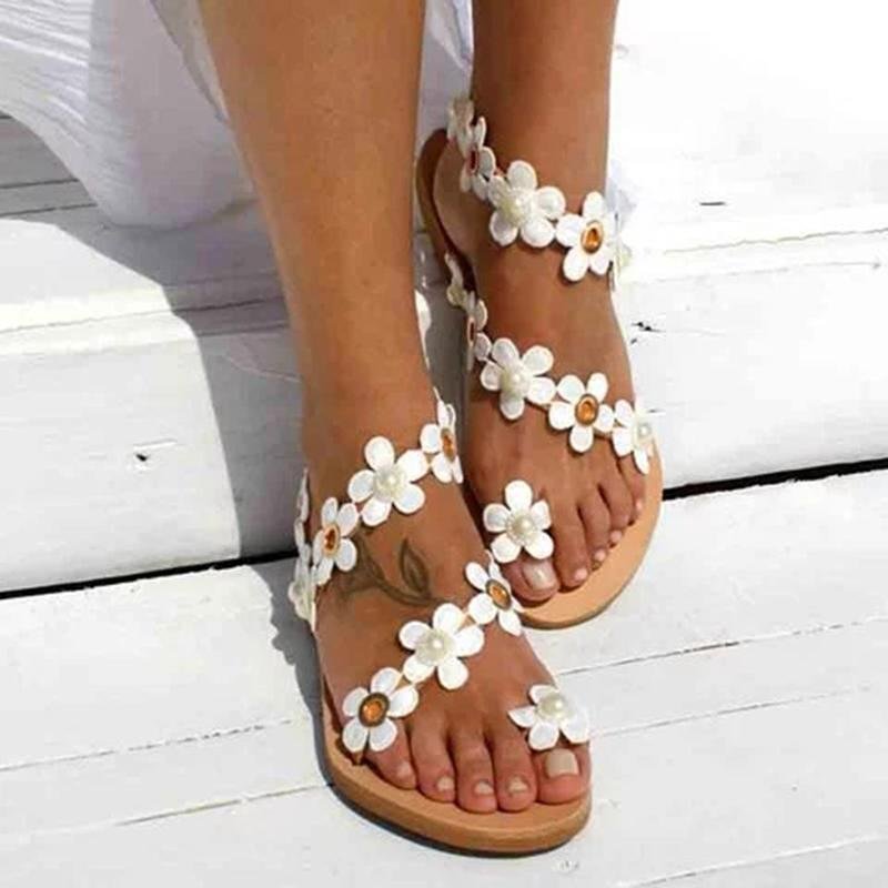 Women Flowers Casual Slip On Sandals