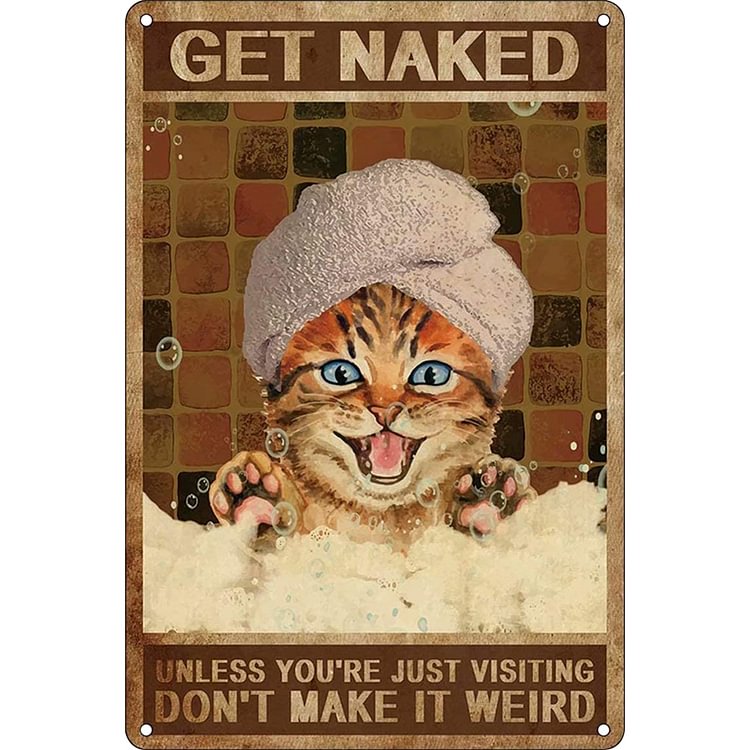 Bathing Cat - Vintage Tin Signs/Wooden Signs - 7.9x11.8in & 11.8x15.7in