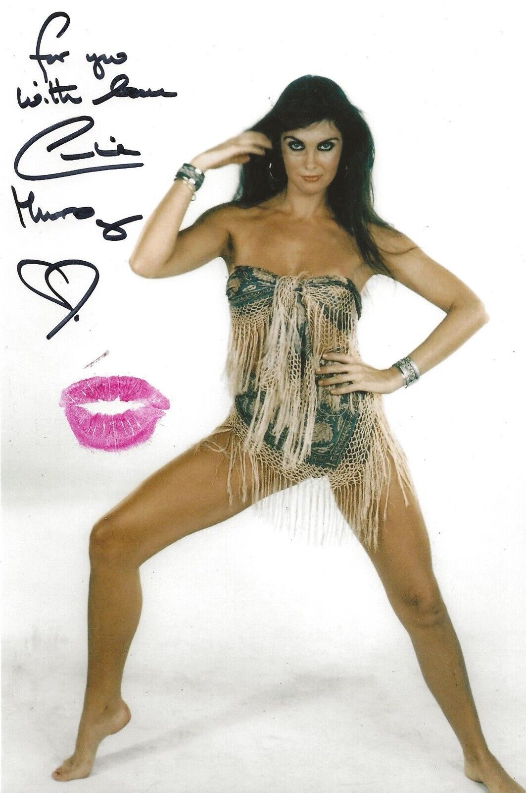 Actress Caroline Munro sexy signed and kissed 8x10 Photo Poster painting IMAGE No66d