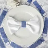 10 Pack | Royal Blue Diamond Rhinestone Napkin Rings, Chair Sash Velcro Brooch Buckle
