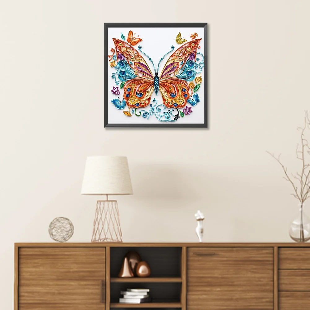 Diamond Painting - Partial Special Shaped Drill - Flower Butterfly(Canvas|30*30cm)