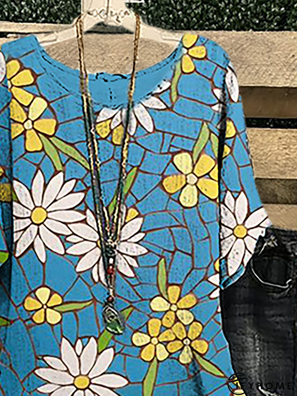 Plus size Floral Short Sleeve Vintage Tops | IFYHOME