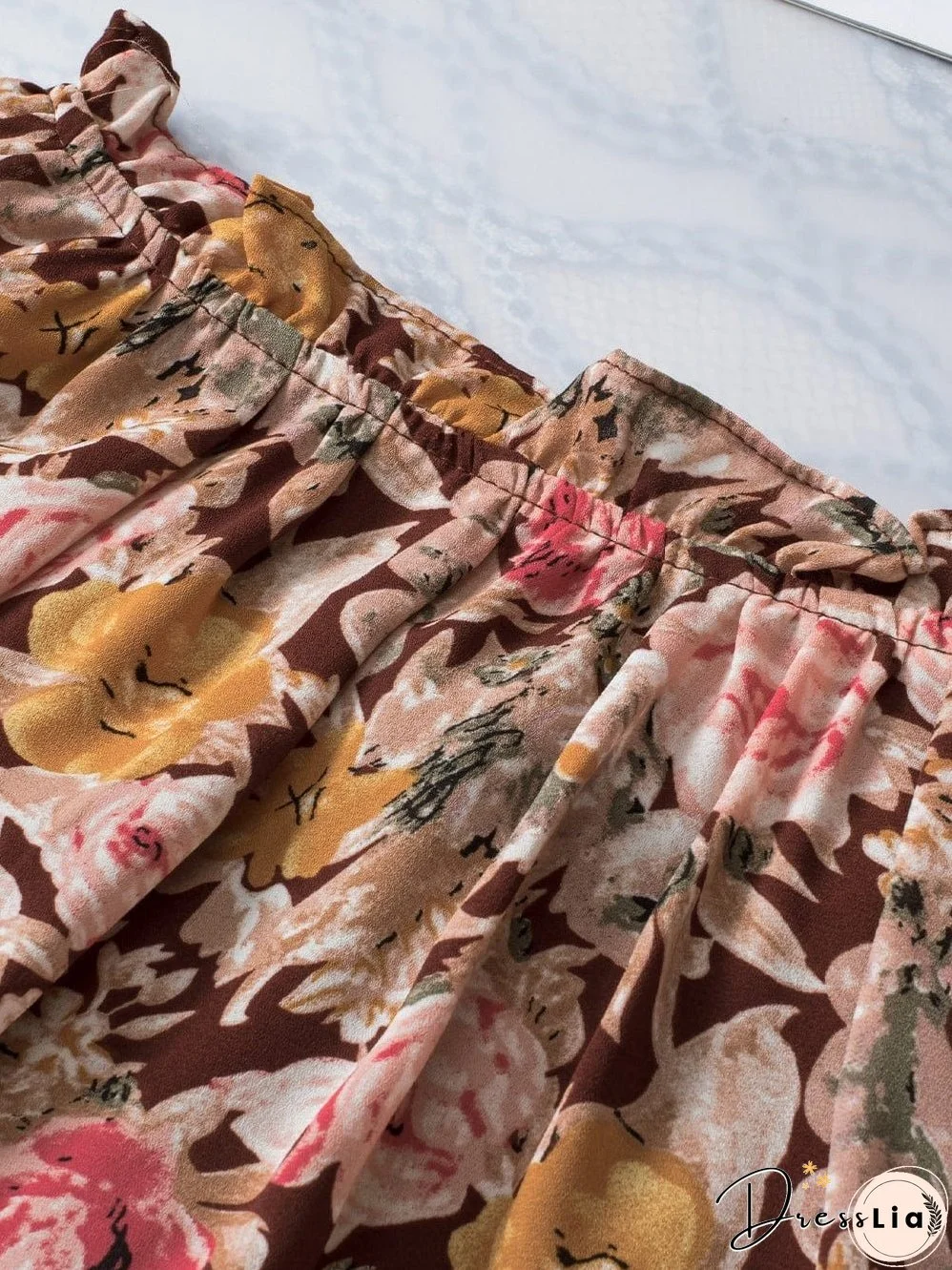 Short Sleeve Floral Blouse with Bubble Hem