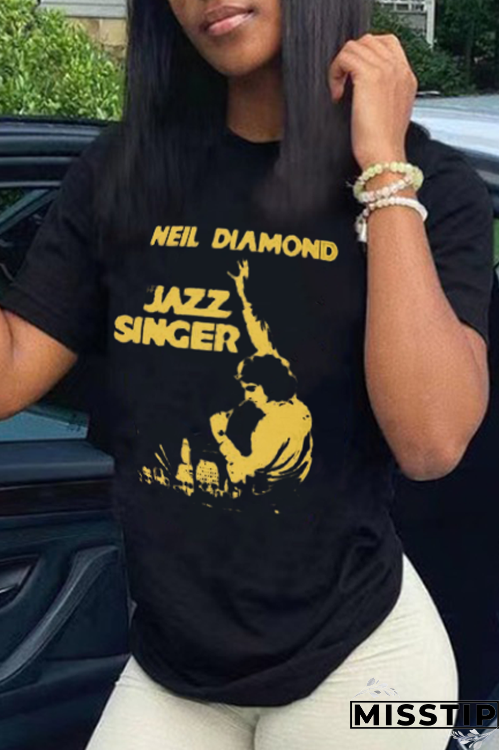 Black Daily Vintage Print Patchwork O Neck T-Shirts