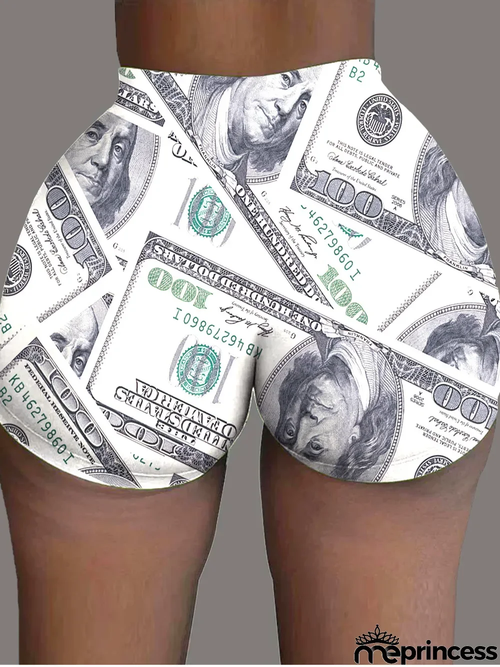 Black Polyester Drawstring Mid Print Skinny shorts Bottoms