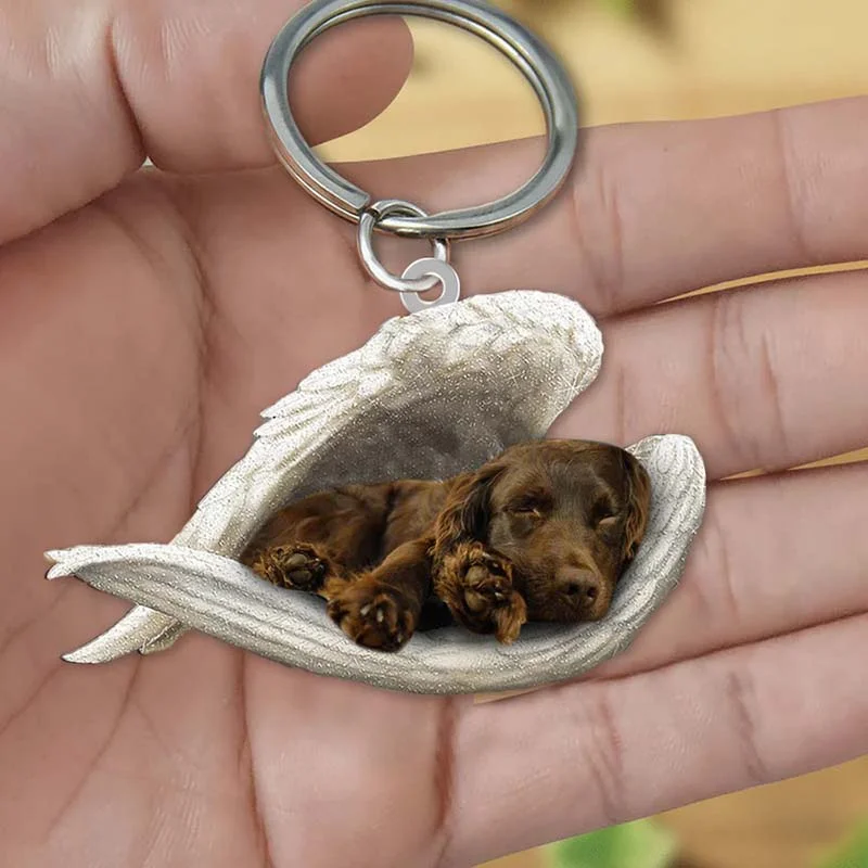 VigorDaily Sleeping Angel Acrylic Keychain Boykin Spaniel SA179