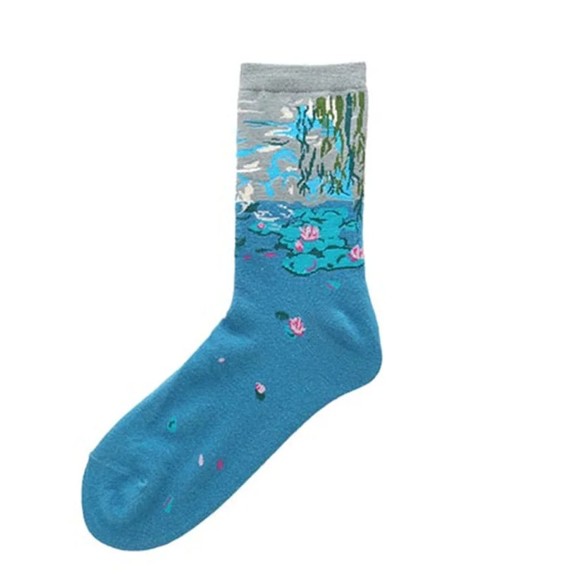 CUHAKCI Cotton Socks Funny Oil Painting Fashion Happy Socks Night Winter Male Female Colorful Print Van Gogh Art Sock one pair
