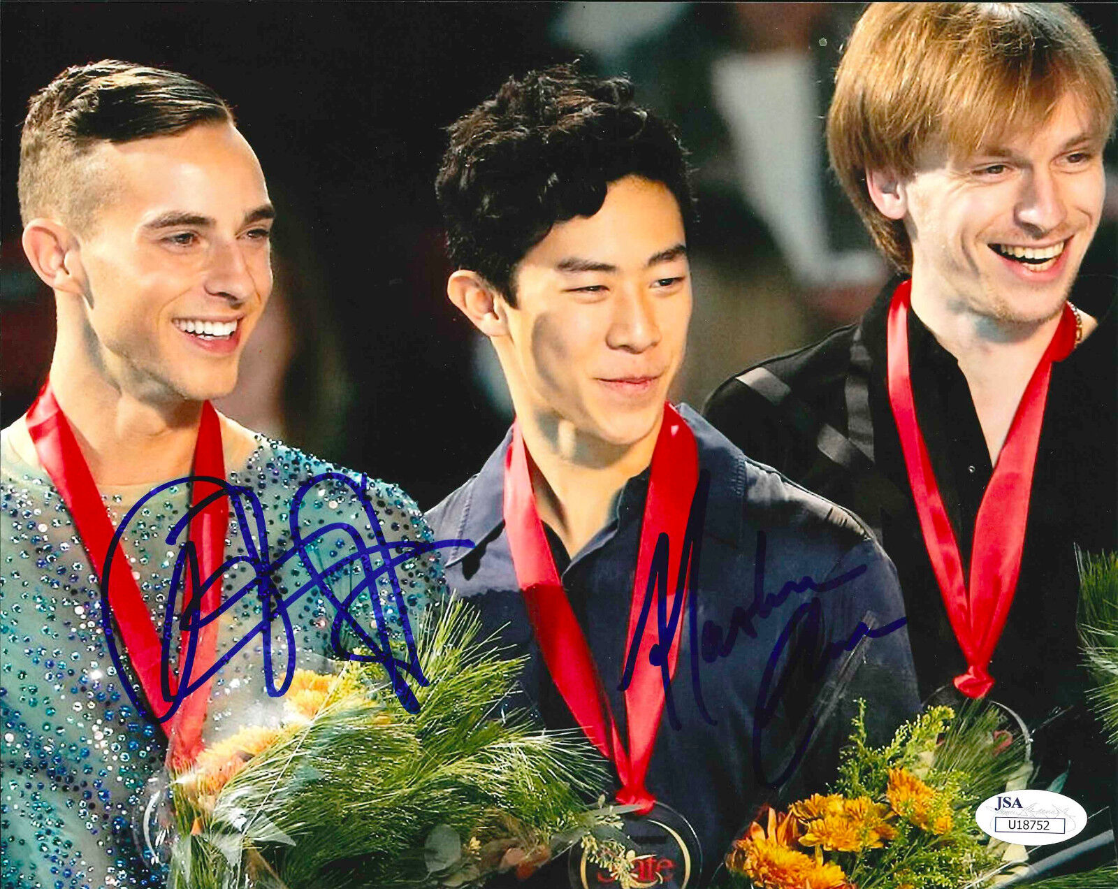 NATHAN CHEN & ADAM RIPPON SIGNED 8X10 Photo Poster painting JSA 2018 OLYMPICS USA FIGURE SKATING