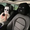 Halloween Spoof Face Funny Car Headrest Cover Decoration for Most Cars (White)