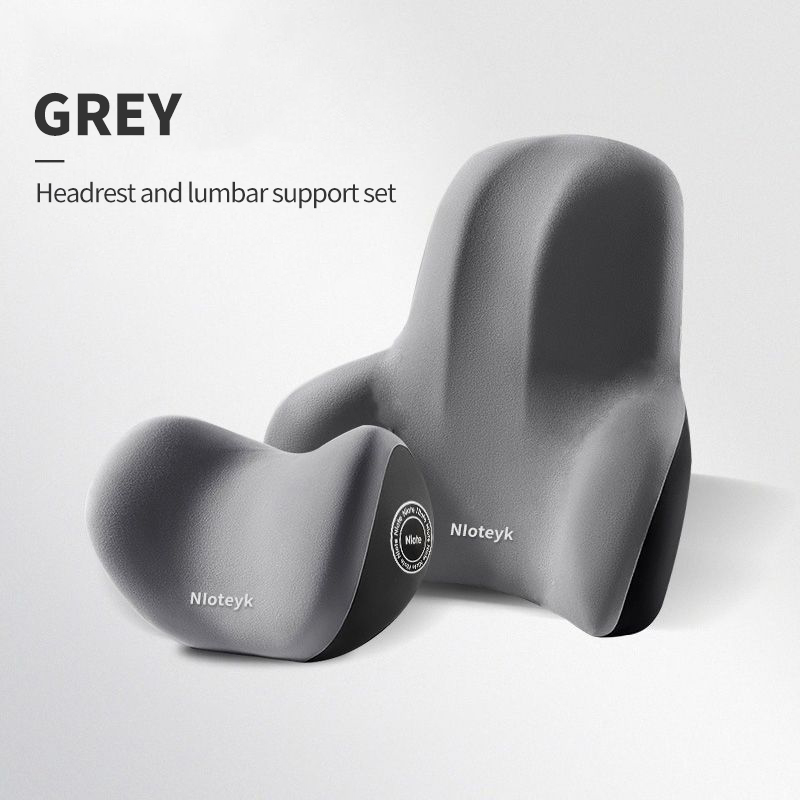 Tegooe Ergonomic Car Seat Memory Foam Neck Pillow Headrest and Lumbar Support Cushion Set
