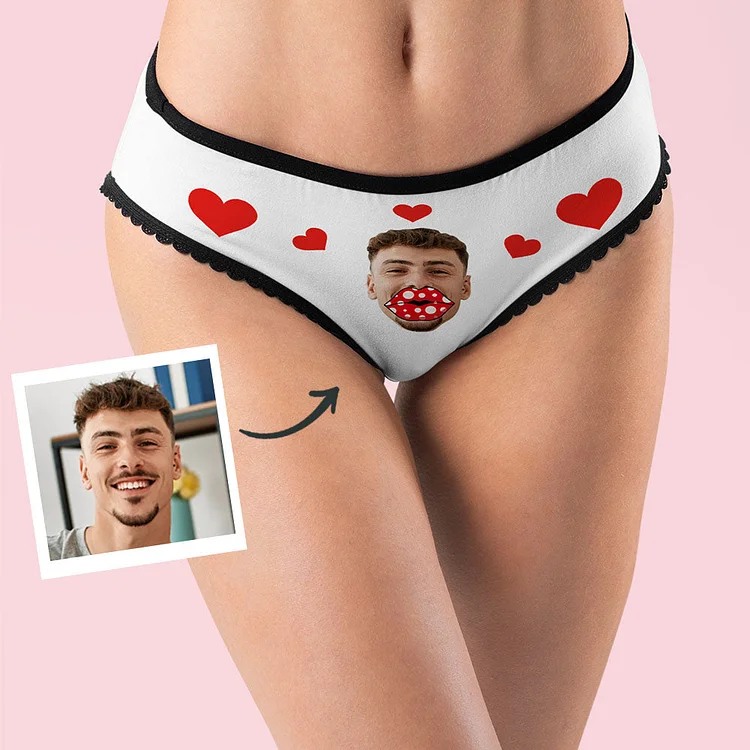 Custom Face Heart Boxers Personalized Lips Thongs Valentine's Day Gift For Her