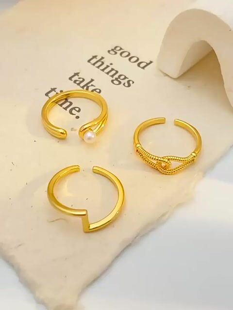 Geometric twisted pearl gold plated ring