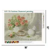 Pink Flowers And Coffee  | Full Round Diamond Painting Kits