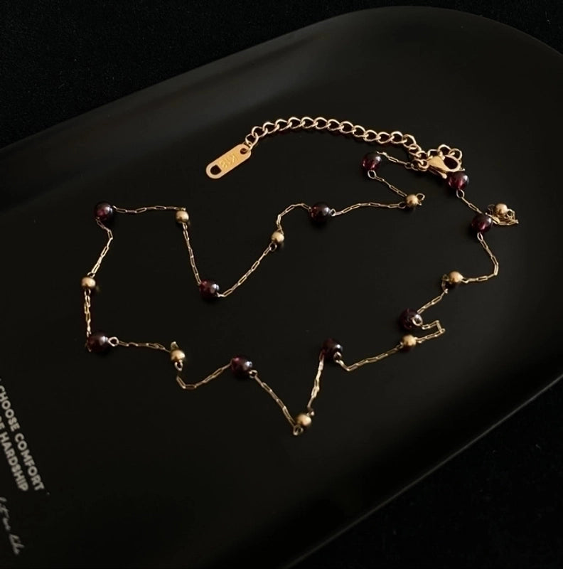 Vintage Style Geometric 304 Stainless Steel Titanium Steel Glass Bead 18K Gold Plated Gold Plated Choker