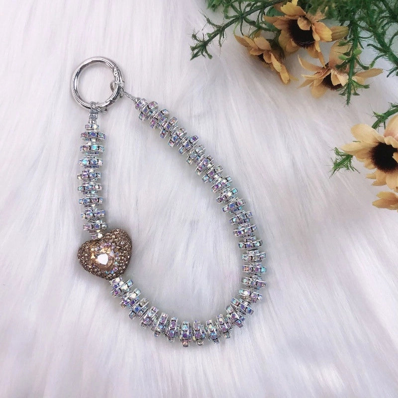 IG Style Shiny Ball Beaded Beaded Inlay Rhinestones Bag Pendant Keychain