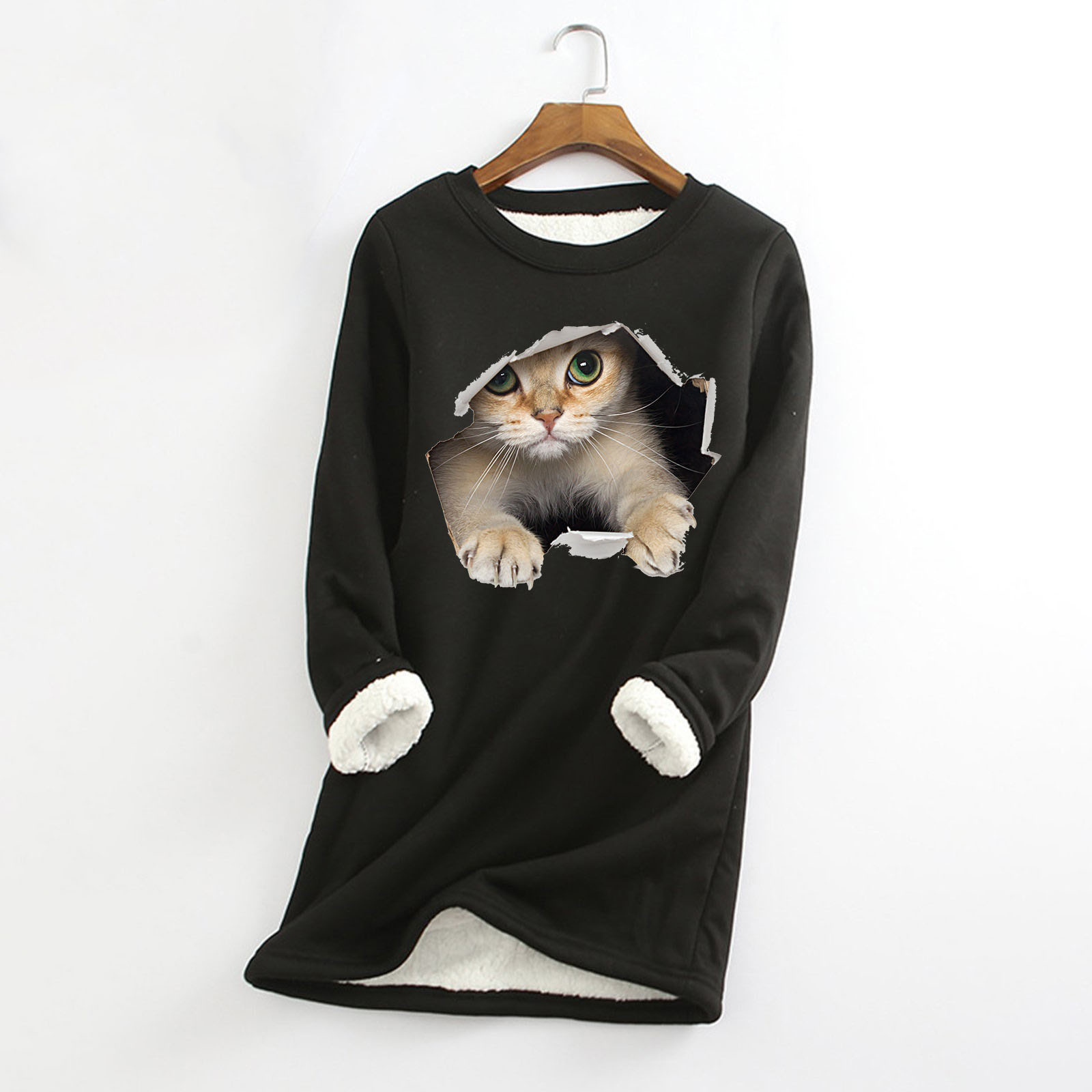 Casual Long Sleeve Solid Color O-neck Sweatershirts