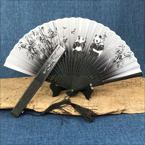 Gradient Ink Painting Panda Folding Fan Retro Chinese Style Creative Gift