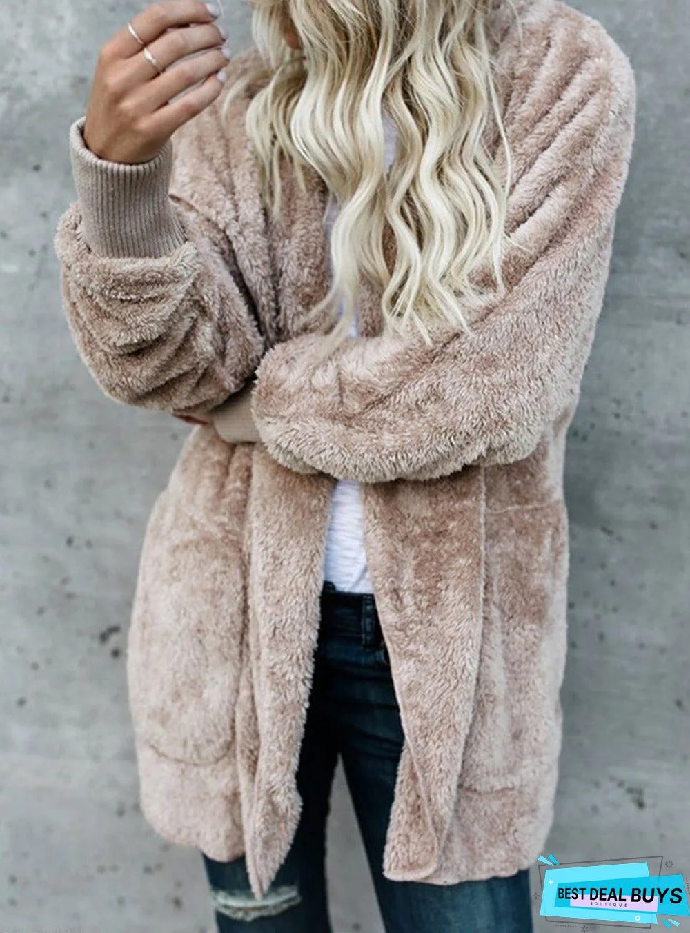 Casual Warm Plush Mid-Length Coat