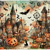 (Multi-Style) Halloween House-11CT Stamped Cross Stitch 50*50cm/19.69*19.69in