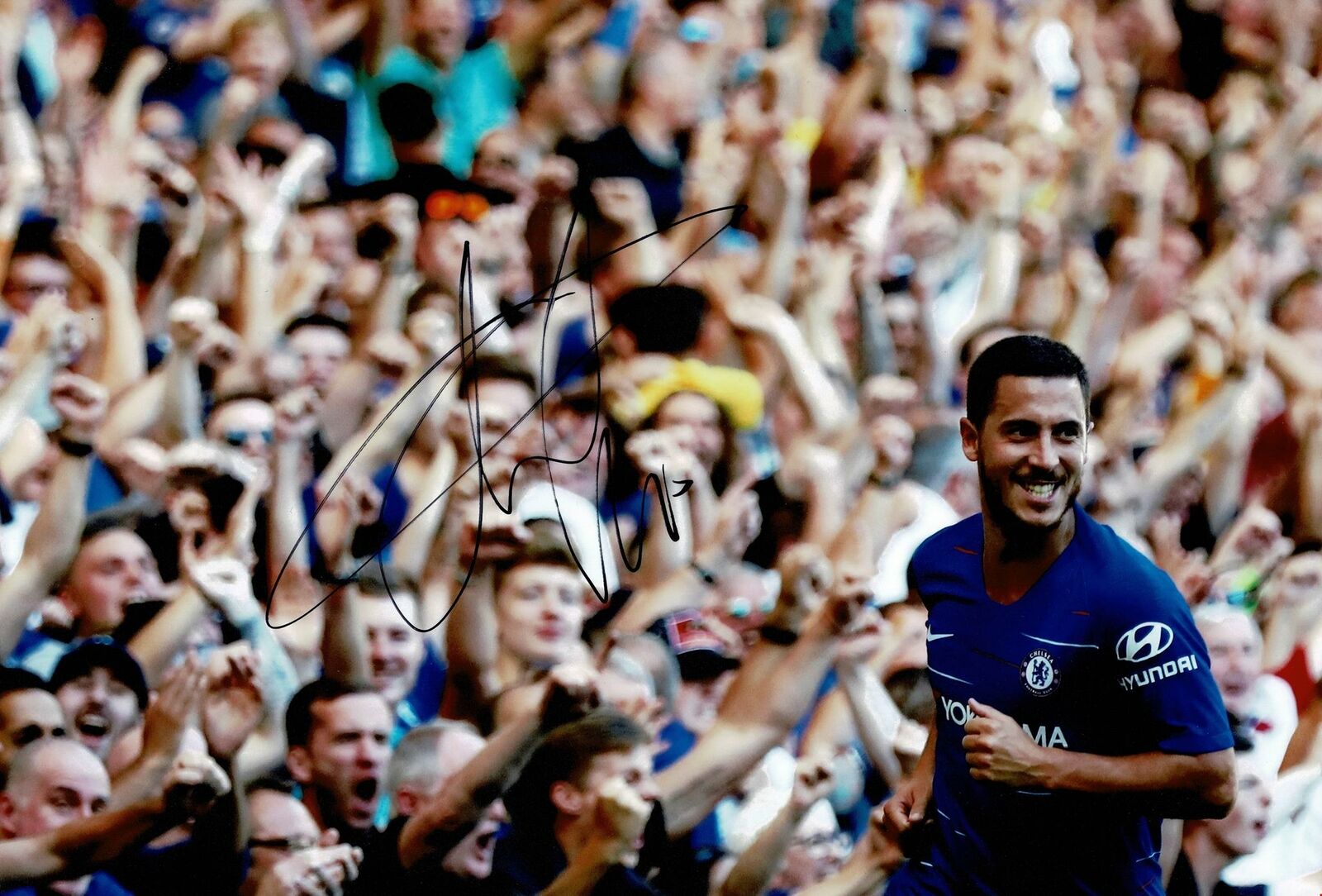 Eden Hazard Signed 12X8 Photo Poster painting Chelsea FC GENUINE Autograph AFTAL COA (1828)