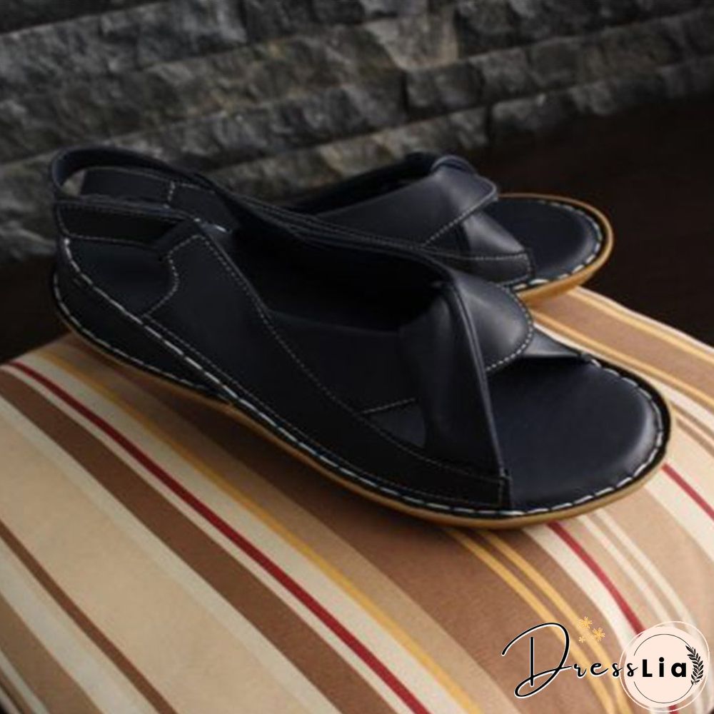 Women Leather Ethnic Summer Comfy Weave Soft Sole Sandals