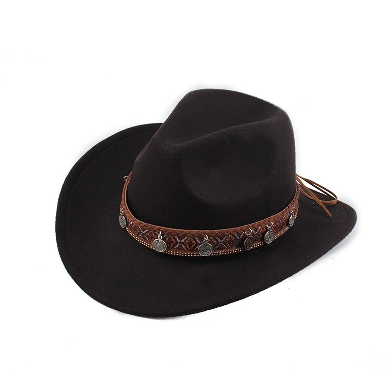 Spring And Summer Style Woolen Cloth Cowboy Hat Men And Women Couples Ethnic Style Roll-up Hat Sunshade Hat Jazz Hat