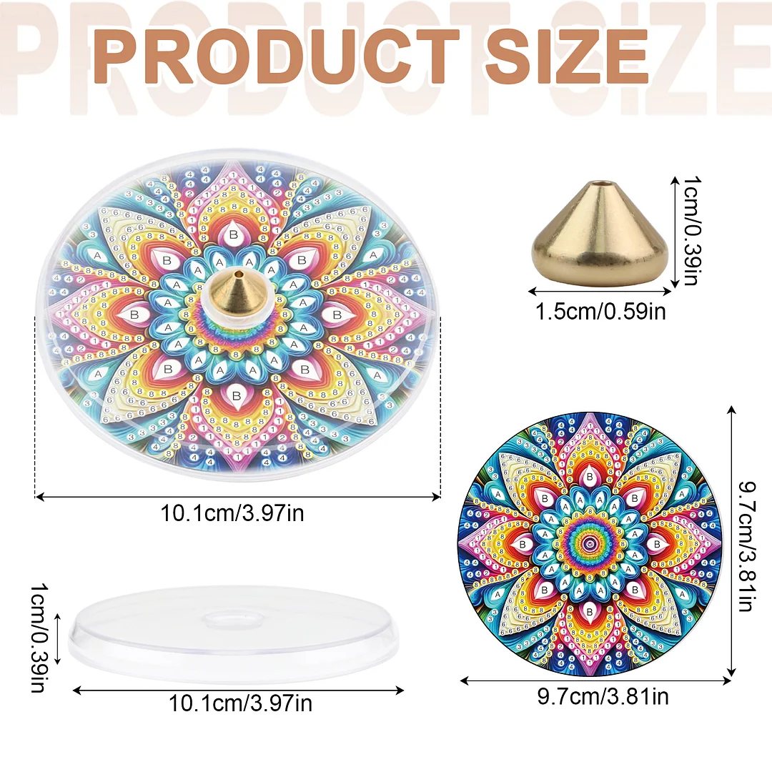 4pcs DIY Diamond Painting Incense Tray Incense Burner Stick Holder (Mandala)