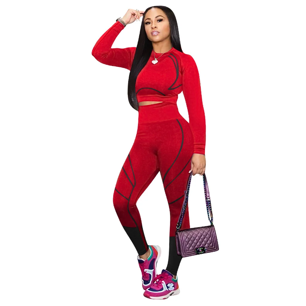 Uveng Uveng Autumn/Winter Yoga Sports Long-Sleeved Trousers Set Two-Piece High-Rise Shoulder Sleeve