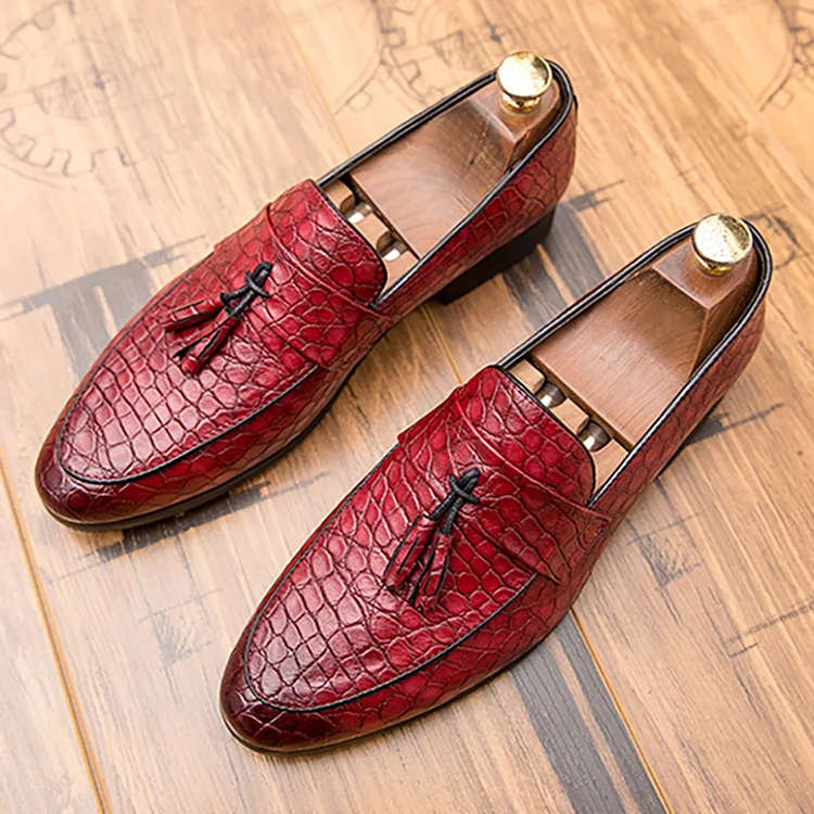 Tassel PU Leather Pointed Toe Slip On Loafers Shoes
