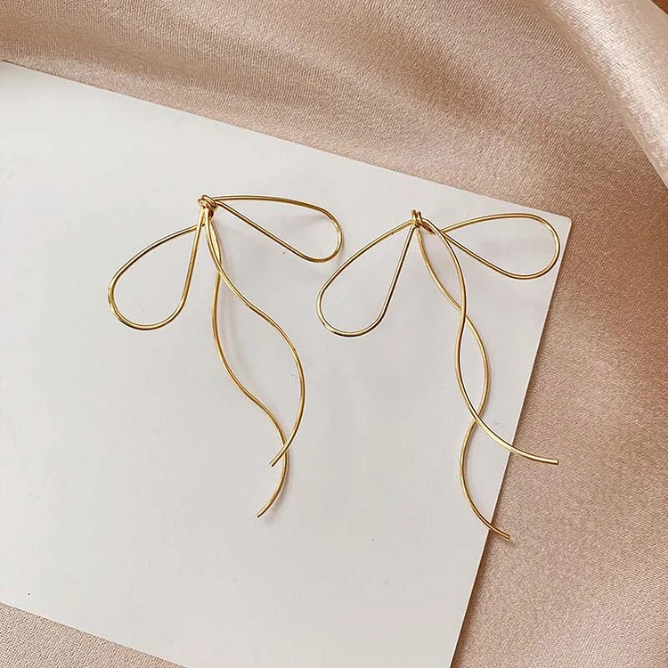 Daily Gold Retro Bow Plating Earrings  Flycurvy [product_label]