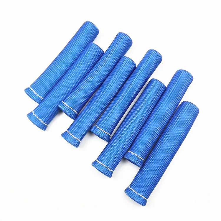 Silscvtt 8pcs Engine Spark Plug Dust Protective Sleeve 1600&deg; Degree Heat Shield Heat Insulating Sleeve Replacement for Automobile Truck SBC BBC Blue