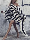 Classic Zebra Cropped One-Shoulder Cover-Ups Tops