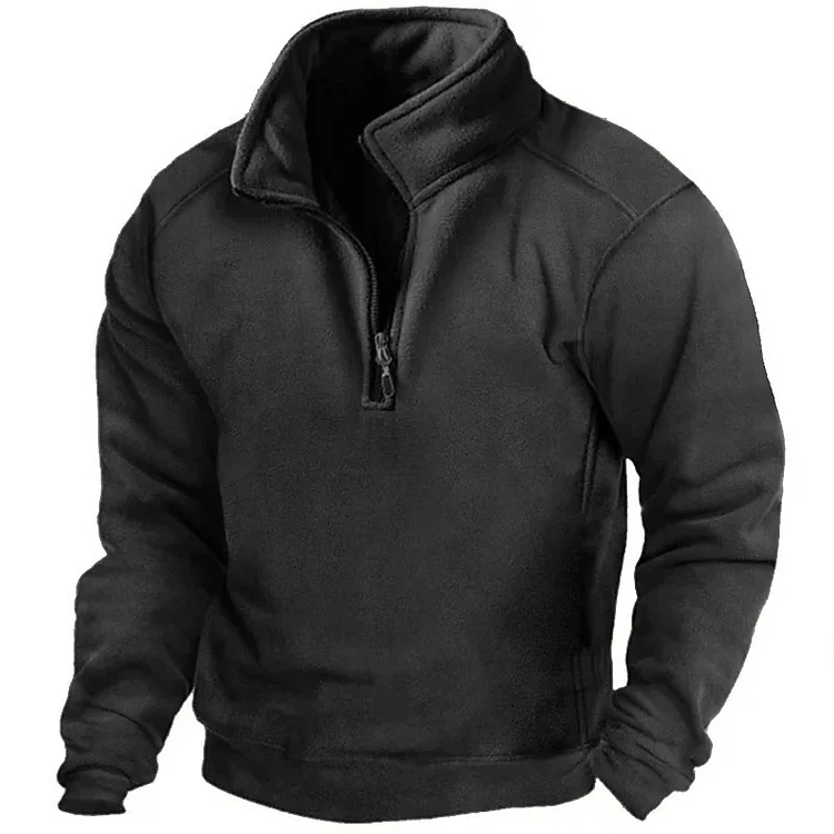 VChics Men's Men's Fleece Insulated Outdoor Standing Collar Sweatshirt