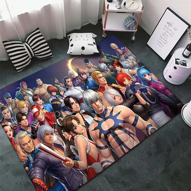 KOF Game Fighting Boxing Rugs Carpet for Child Area Play Mats Baby Bedroom Rugs Non-slip Living Room Gamer Room Decor Floor Mat