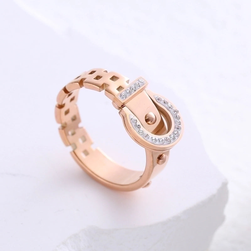 304 Stainless Steel 18K Gold Plated Rose Gold Plated Casual Plating Inlay Solid Color Artificial Rhinestones Rings