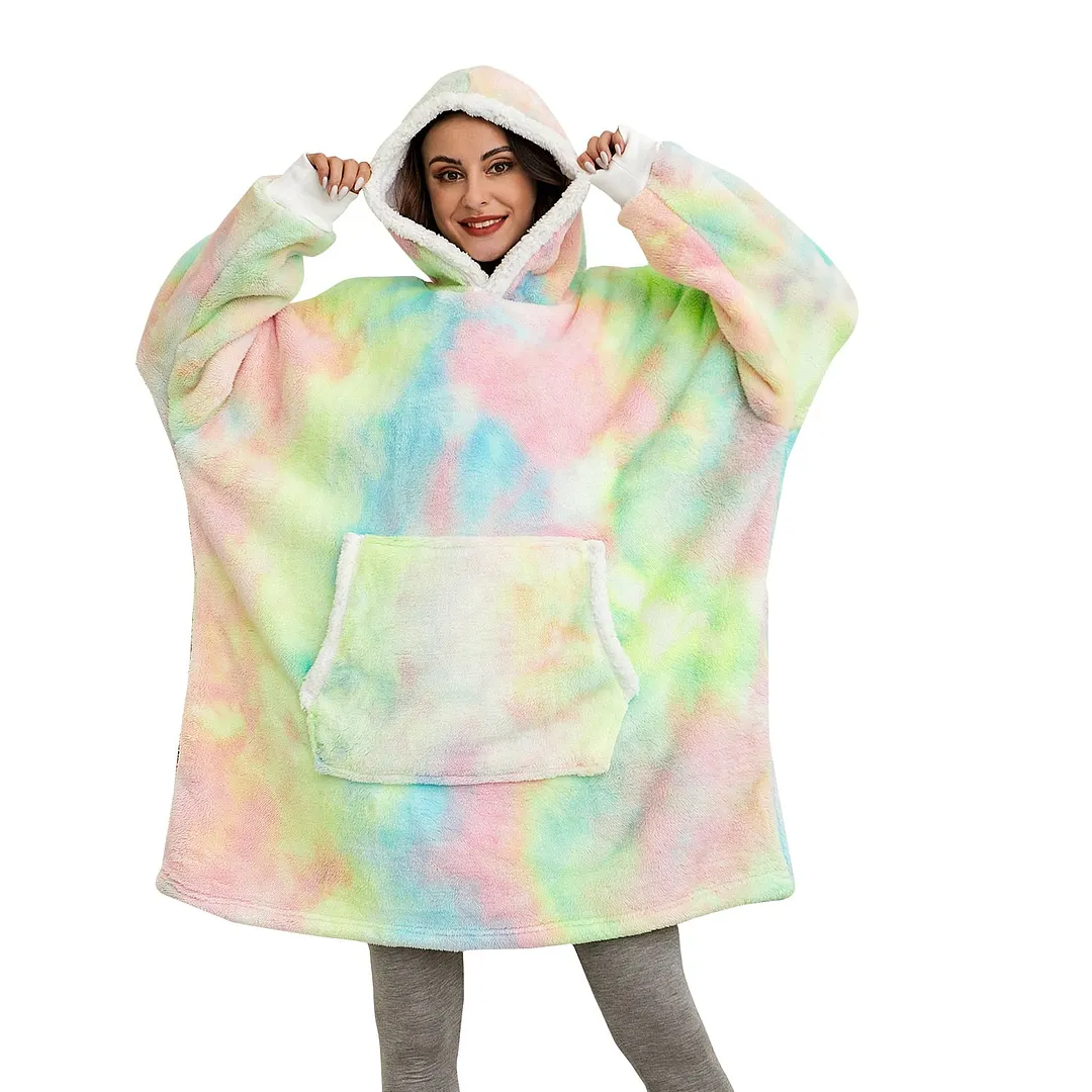 Wearable Blanket Men Women Giant Oversize Hoodie Sweatshirt Sweat Hooded Winter Bathrobe Blanket Sherpa Fleece Outwears
