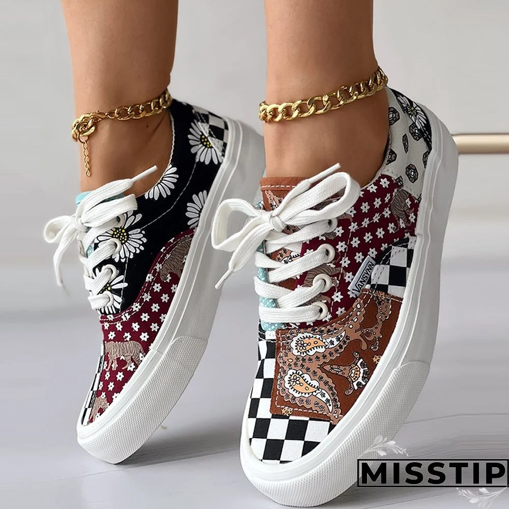 Multicolor Casual Patchwork Round Comfortable Shoes