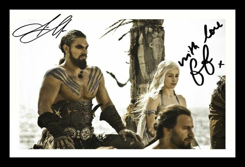 Emilia Clarke & Jason Momoa - Game Of Thrones Autograph Signed & Framed Photo Poster painting 1