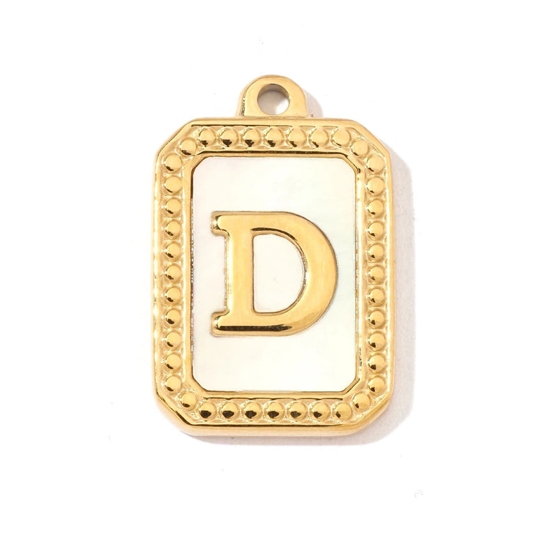 A Pack Of 3 201 Stainless Steel Shell 18K Gold Plated Letter Polished Pendant