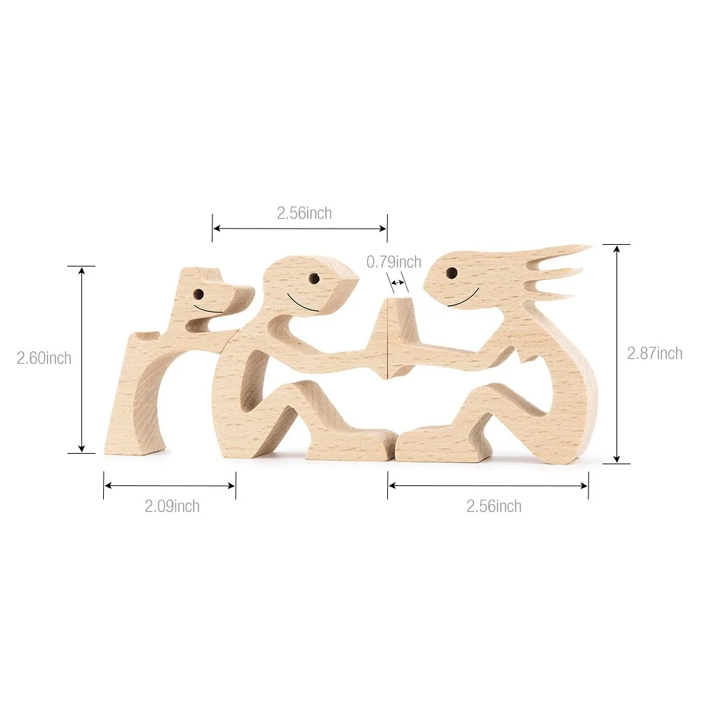 Puppy Family Wood Dog Carving Ornaments Decoration Home Decor Figurine Desktop Table Ornament Sculptures For Dog Pet Lover Gifts 515-1