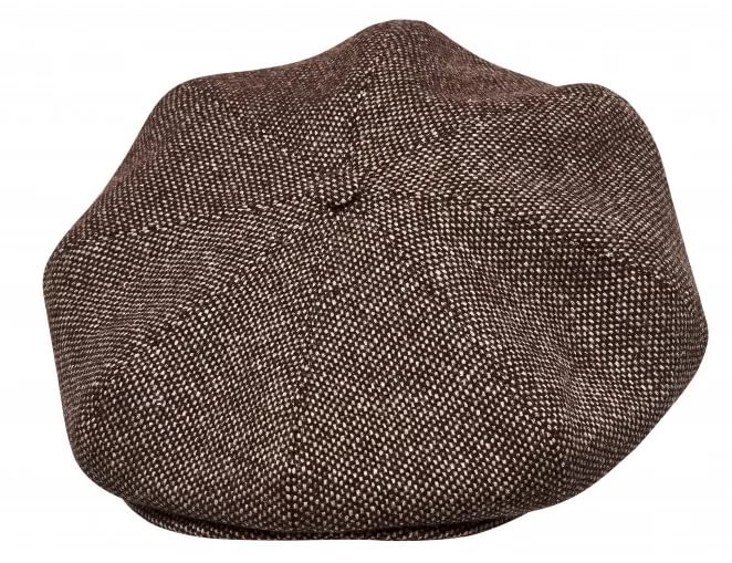 PEAKY BLINDERS - WOOL Genuine Scottish Harris Tweed 8 Panels Man Cap Brown