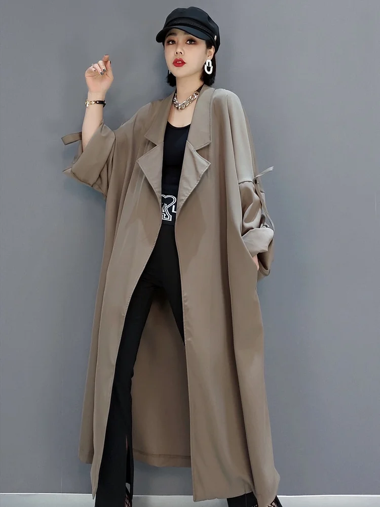 Simple Solid Color Long Sleeve Windbreaker Coat - yankia