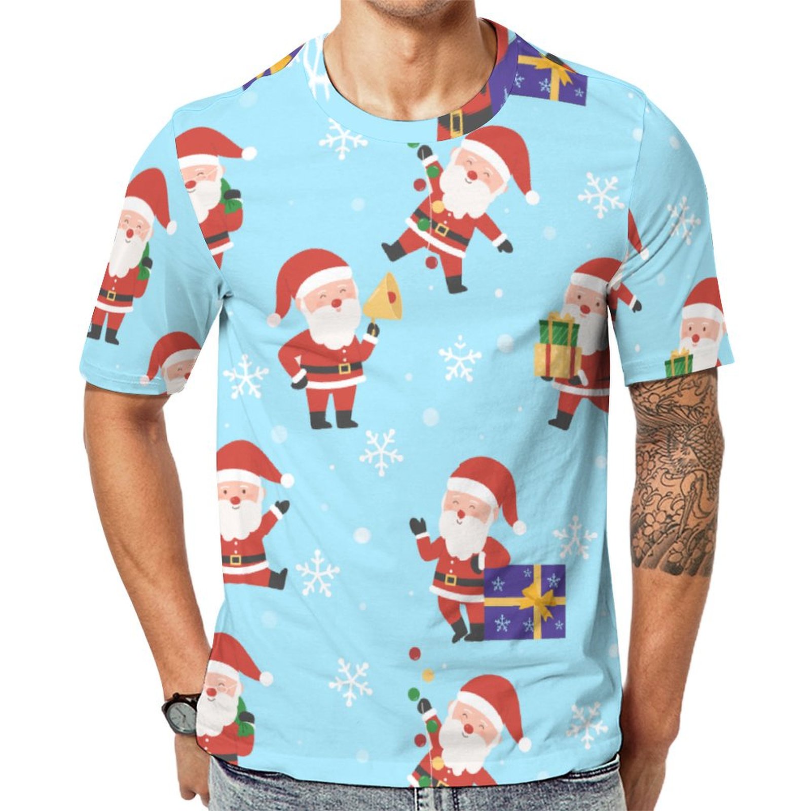 Father Christmas Santa Claus Short Sleeve Print Unisex Tshirt Summer Casual Tees for Men and Women Coolcoshirts