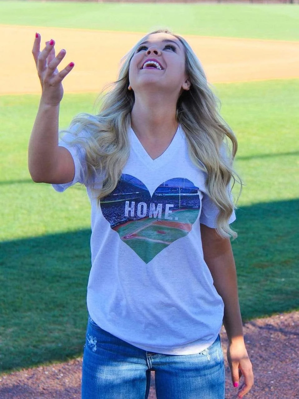 Love Baseball HOME Printed T-shirt