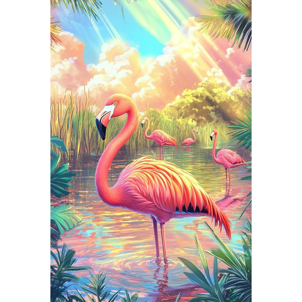 Full Round Diamond Painting Flamingo(Canvas40*60cm)